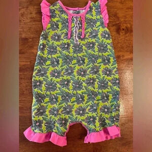 Flit and Flitter green and pink romper size 24m